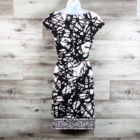 Muse*Women's Sleeveless 3/4 Zipper Back Abstract Neckline Midi Dress~ Size 14 - Picture 2 of 11